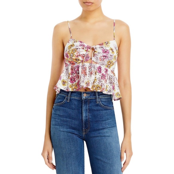 WAYF Womens Eyelet Gathered Top Camisole Shirt - Picture 1 of 4